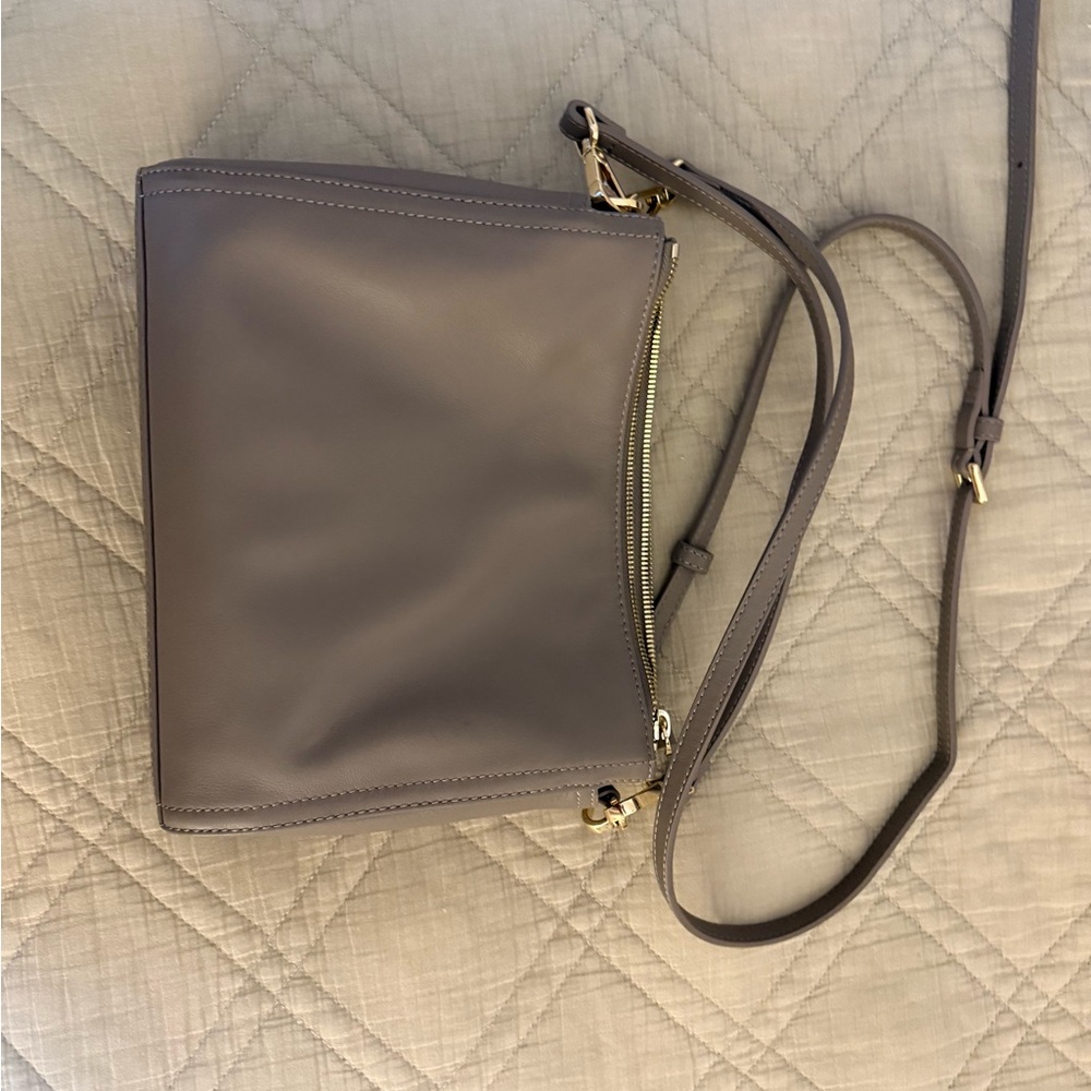 Quince Italian Leather Triple Compartment Crossbody in Mink - Picture 4 of 6